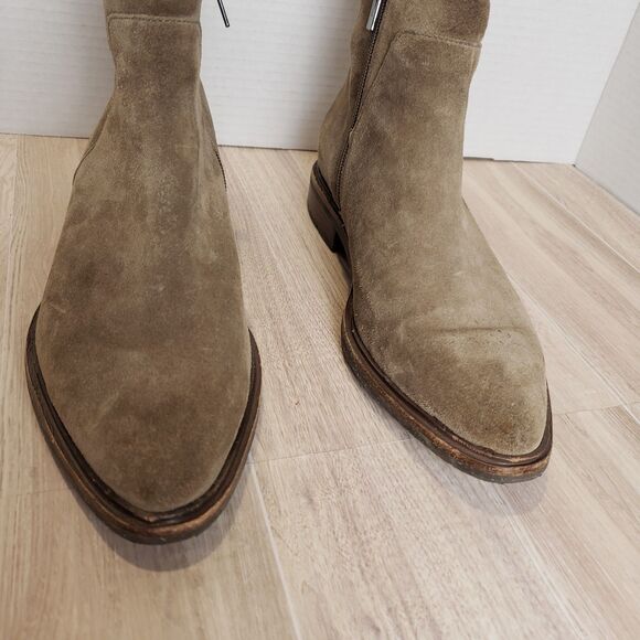 Via Spiga Women Evanna Water Resistant Suede Bootie Nude Taupe Side Zip Sz 7 - Picture 3 of 7